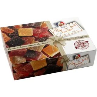 Ballotin de pâtes de fruits 140g : Ballotin de pâtes de fruits - Lucien Georgelin Délicieuse pâte de fruit sans ajout d’arôme ou conservateur. Ballotin 140g