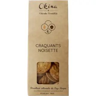 Craquants Noisettes - Okina 150g : Craquants Noisette - Biscuiterie artisanale du Pays Basque Okina Sachet 150g