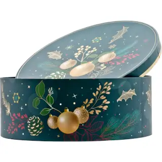 Boîte Chapeau : Boîte ronde à chapeau noir et or (32cm × 32cm × 12cm)