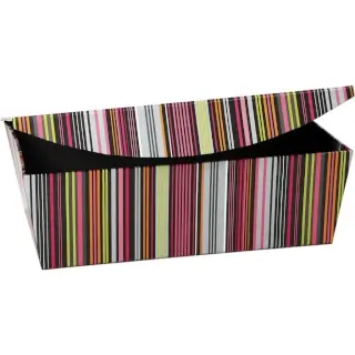 Boîte rayée aimantée : Coffret solide et coloré à fermeture aimantée. Parfaite pour 1-2 bouteille et 2-4 articles. (35cm × 23cm × 11cm)