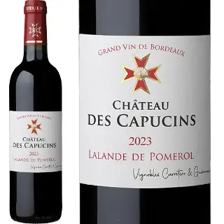 Lalande de Pomerol - Ch. Capucins 23 37.5cL : Château Des Capucins Lalande de Pomerol 2023. Vignobles Carretero & Guionneau 90% Merlot, 7% Cabernet Sauvignon, 3% Cabernet Franc. Demi bouteille 37.5cl.