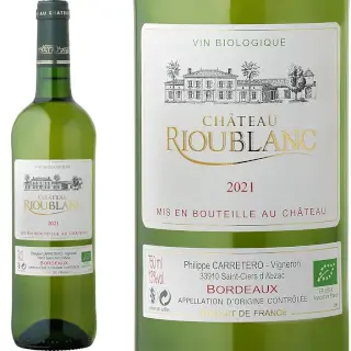 Bordeaux Blanc Sec Bio : Château Rioublanc Bordeaux Blanc Sec Bio 60% Sauvignon, 30% Sémillon, 10% Colombard Bouteille 75 cl
