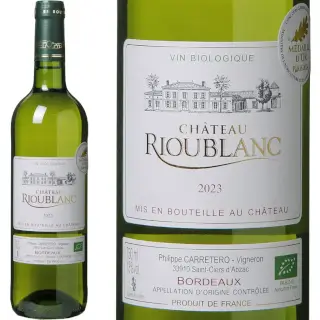 Bordeaux Blanc Sec Bio : Château Rioublanc Bordeaux Blanc Sec Bio 60% Sauvignon, 30% Sémillon, 10% Colombard Bouteille 75 cl