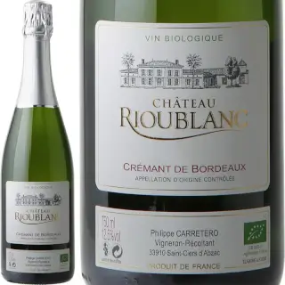 Crémant Demi sec Bio : Château Rioublanc Crémant de Bordeaux Bio - Demi Sec. 50% Sémillon, 35% Sauvignon, 15% Colombard. Liqueur d'expédition au dégorgement. Bouteille 75 cl.