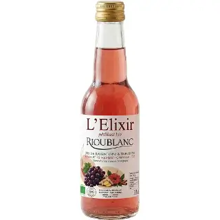 Elixir de Rioublanc : Elixir Bio de Rioublanc Jus de raisin pétillant Bio & Infusion Hibiscus - Gingembre - Canelle Bouteille 33cL