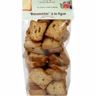 Mini-Biscottes aux figues 125g : Minis Biscottes aux figues Biscuiterie artisanale Lou Cocal Sachet 125g 