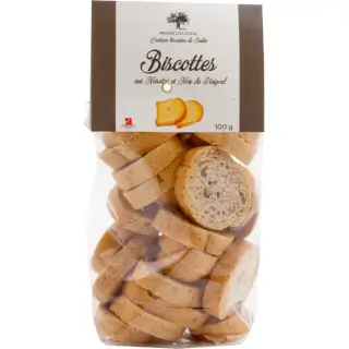 Biscottes aux Noisettes et aux Noix du Périgord 100g : Minis Biscottes aux noisettes et aux noix Biscuiterie artisanale Lou Cocal Sachet 100g 