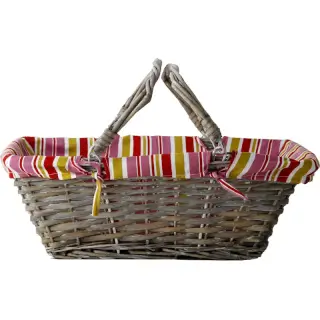 Petit panier osier gris doublé tissus : Petit panier osier gris doublé tissus (38cm × 29cm × 15cm)