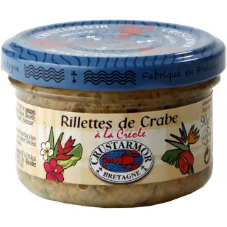 Rillettes de Crabe Crustarmor - 90g : Rillettes de Crabe à la Créole. Crustarmor - Bretagne Pot 90g.