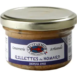 Rillettes de Homard Crustarmor - 90g : Rillettes de Homard - Crustarmor (Bretagne) Idéal en toast Pot 90g.