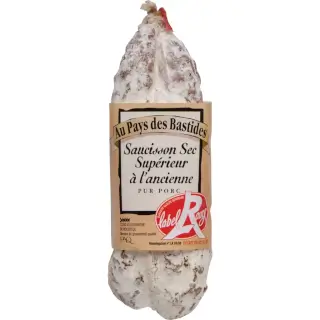 Saucisson Sec Supérieur - Label Rouge - 200g : Saucisson Sec Supérieur à l'Ancienne - Au Pays des Bastides Conditionné sous emballage protecteur 200g