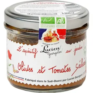 Tapenade Olives et Tomates Bio : Tapenade à la tomate et aux olives, goût délicieux, ingrédients frais, parfait pour toasts, crackers, viande et poisson. 100g