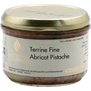 Terrine Fine Abricot Pistache 180g : Terrine Fine Abricot Pistache - Terroirs Gourmets Viande de porc origine France 180g