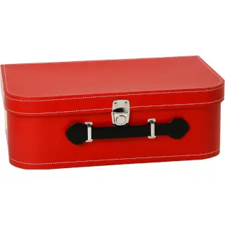 Valisette Rouge Simili Cuir : Valisette en carton à fermoir, élégante et pratique. Idéal pour 2 bouteilles et 3 articles. (33cm × 22cm × 11cm)