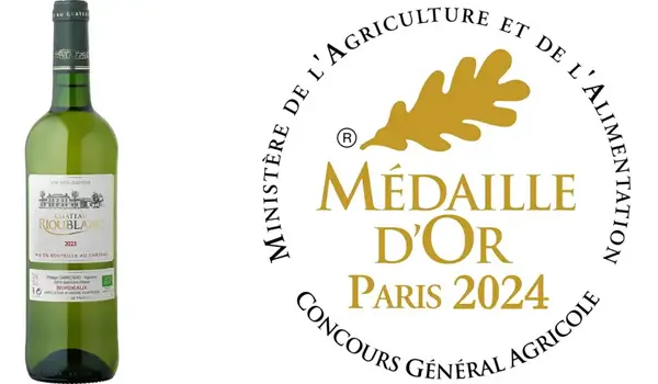Notre Bordeaux Bio Blanc Sec 2023 et la médaille d'or du concours de paris