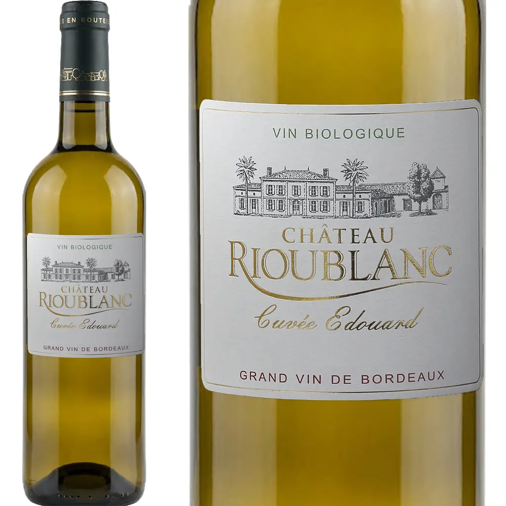 bouteille de vin 75cL ch Rioublanc bordeaux blanc barrique bio