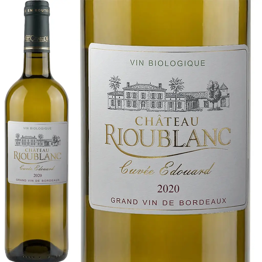 bouteille de vin 75cL ch Rioublanc bordeaux blanc barrique bio