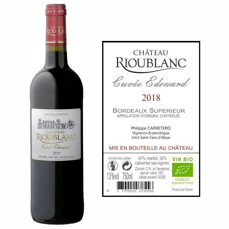 Bordeaux Supérieur Rouge 2018 Bio