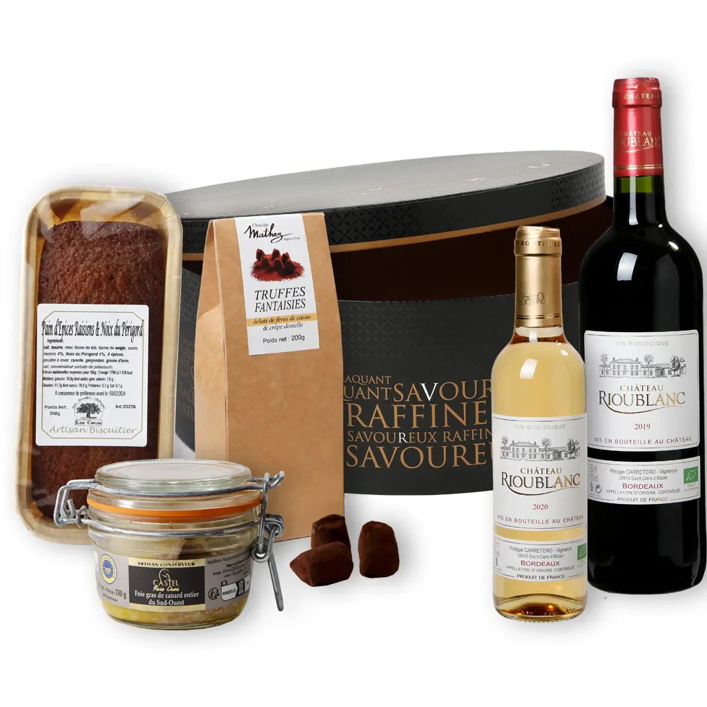 Panier Cadeau Gourmand avec 1 Foie Gras IGP - Coffret Original en