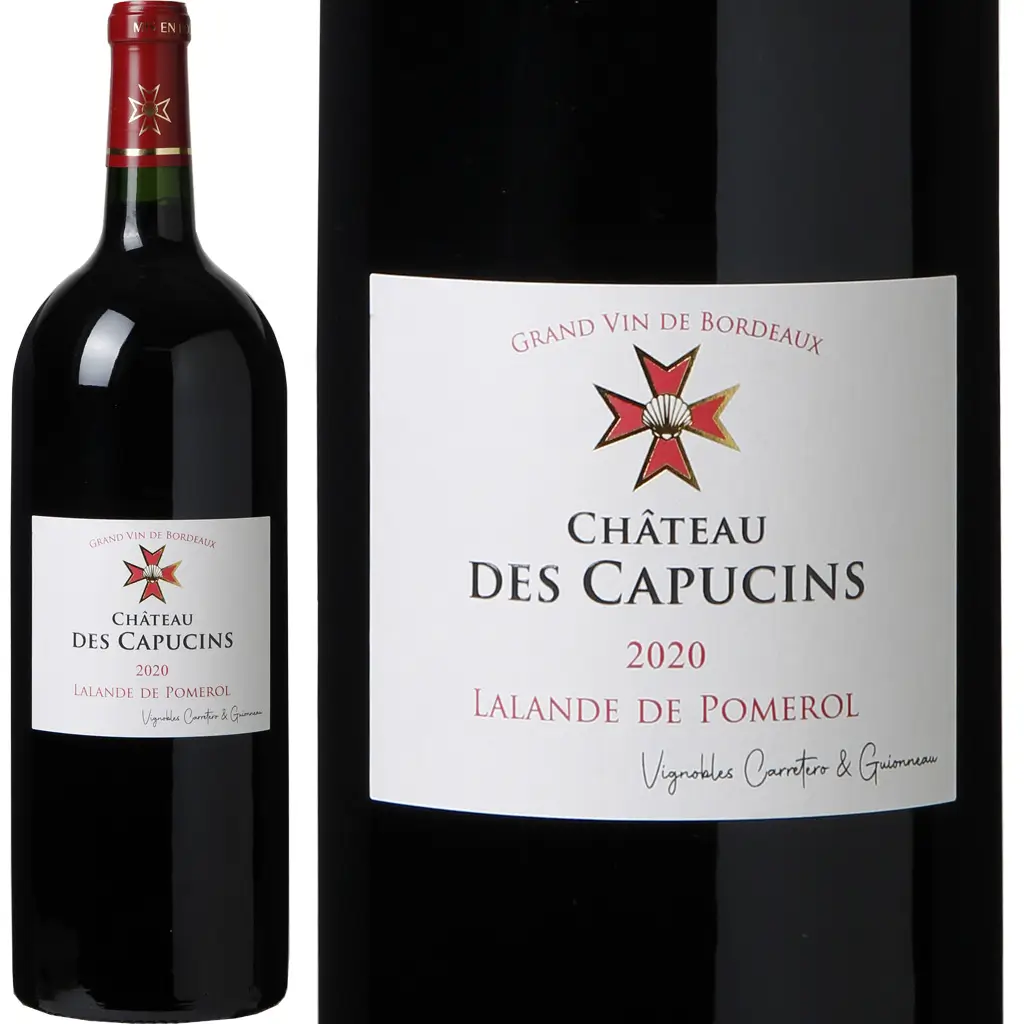 Magnum Château des Capucins - Lalande de Pomerol 2020 : Coffret Rubis et caisse bois de bouteilles Magnum (1.5L) du Château des Capucins en AOC Lalande de Pomerol