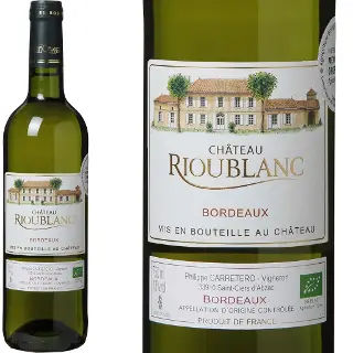 bouteille de vin 75cL château Rioublanc bordeaux blanc sec bio