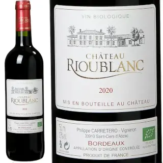 bouteille de vin 75cL de Rioublanc bordeaux rouge bio 2020