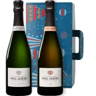 deux bouteilles de champagne Paul Goerg 1er cru blanc et rosé