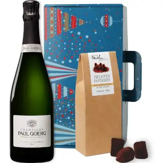 Champagne 1er cru Paul Goerg et truffes éclats de fèves de cacao