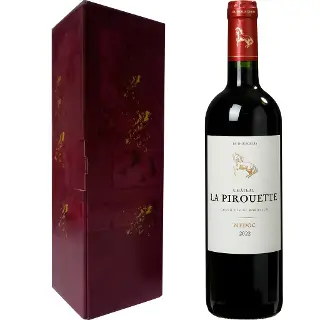 Bouteille Château La Pirouette 2022 Médoc dans son coffret rubis