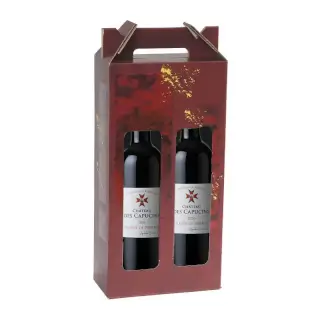 Bouteille Ch. des Capucins Lalande de Pomerol dans coffret rubis