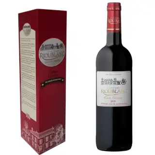 Bouteille Château Rioublanc 75cl dans son coffret au décor rouge