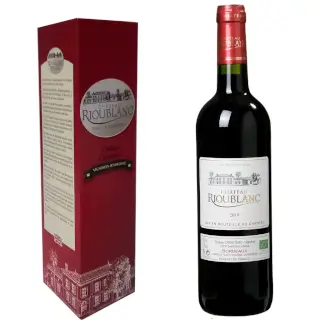 Bouteille Château Rioublanc 75cl dans son coffret au décor rouge