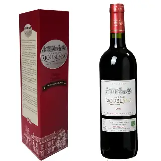 Bouteille Château Rioublanc 75cl dans son coffret au décor rouge