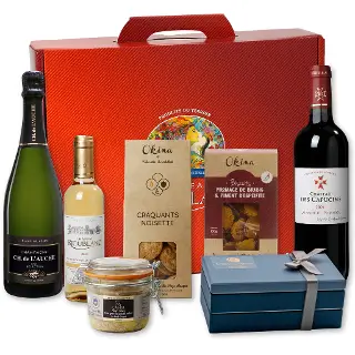 valisette gourmande sucré salé vins de bordeaux et champagne