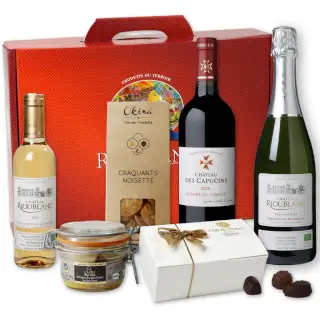 valisette gourmande sucré salé vins de bordeaux et champagne