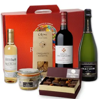 valisette gourmande sucré salé vins de bordeaux et champagne