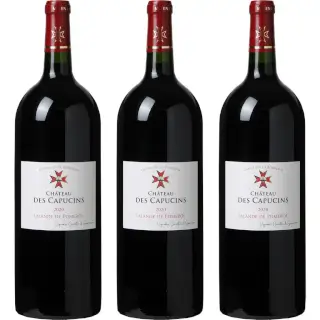 Magnum Château des Capucins - Lalande de Pomerol 2020 : Coffret Rubis et caisse bois de bouteilles Magnum (1.5L) du Château des Capucins en AOC Lalande de Pomerol