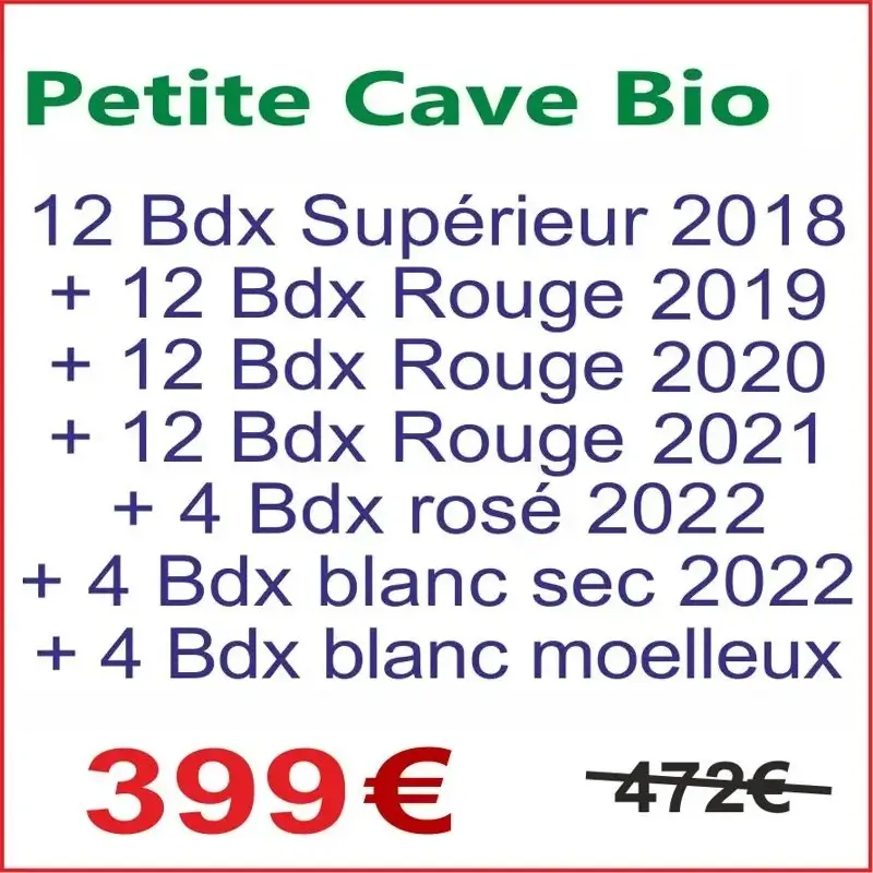 Cave Rioublanc Bio : Voici un assortiment de 48 ou 96 bouteilles de Bordeaux rouge bio et de 12 ou 24 bouteilles assorties Rosé, Blanc sec et moelleux. 